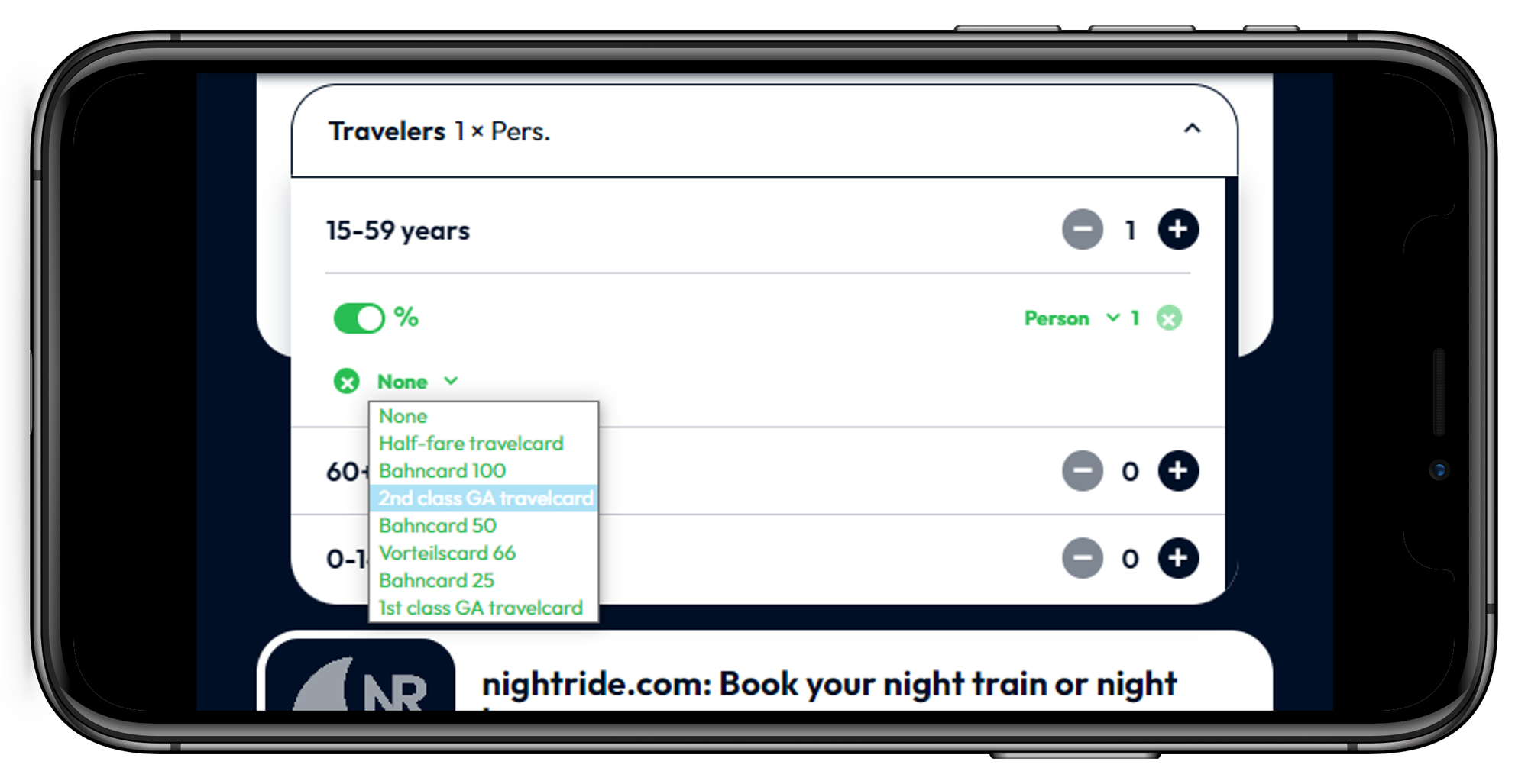 FAQ Night Train: Are discount cards and train passes valid?