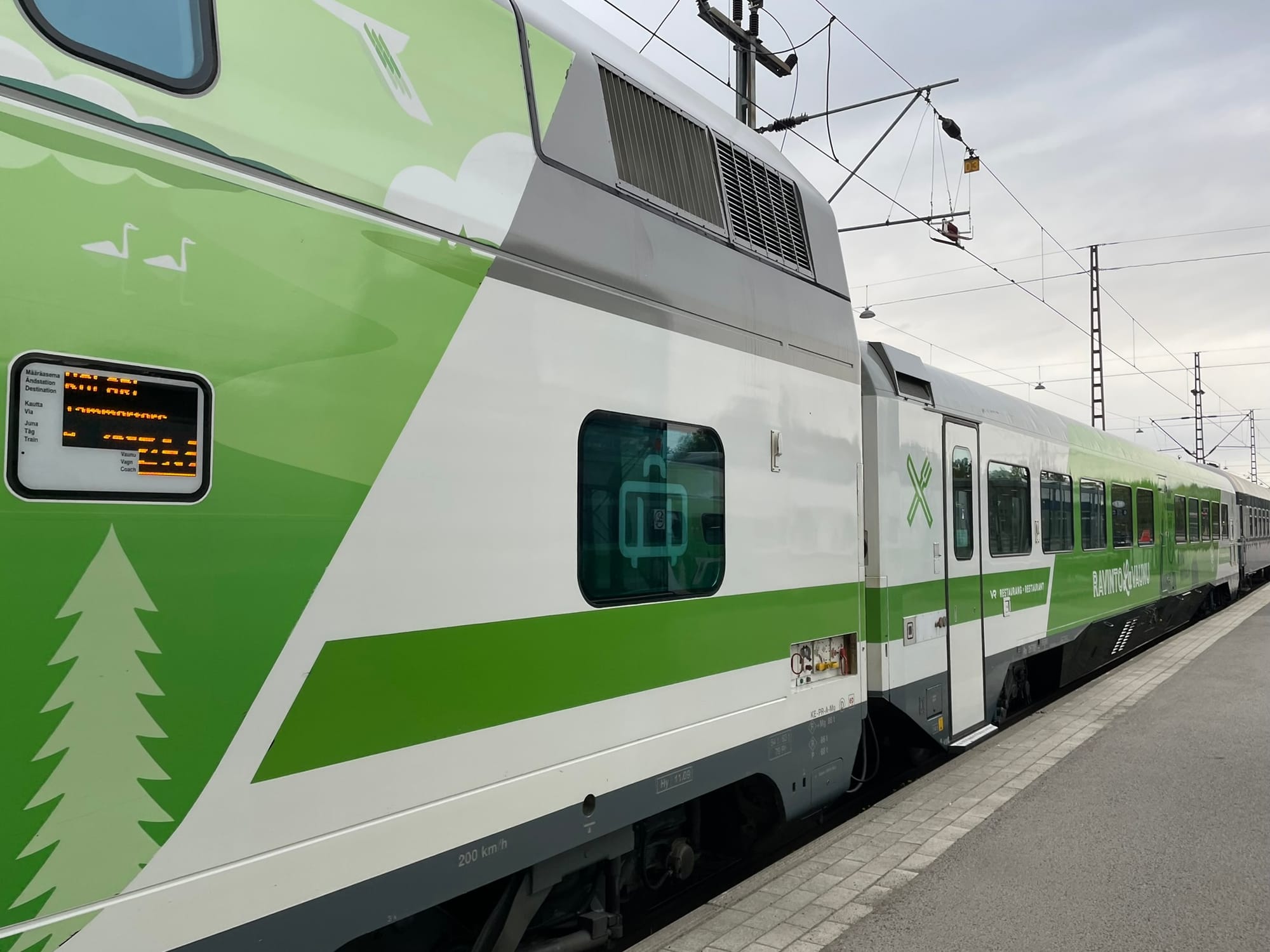 The single-story restaurant car follows right behind our double-decker sleeping car.