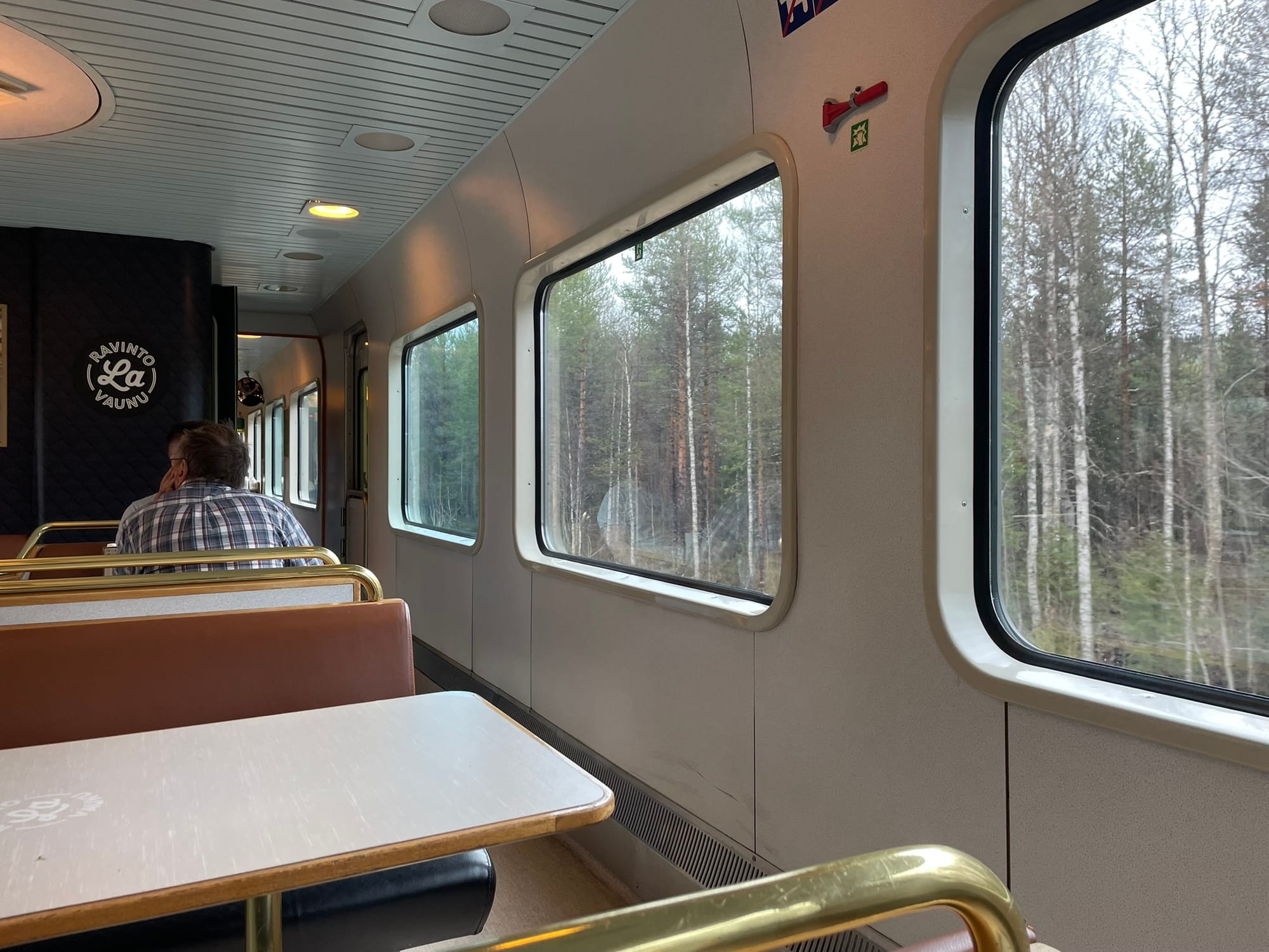 The next morning in the dining car.