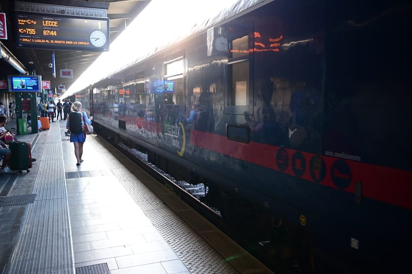 Bari railway station with the Intercity Notte night train