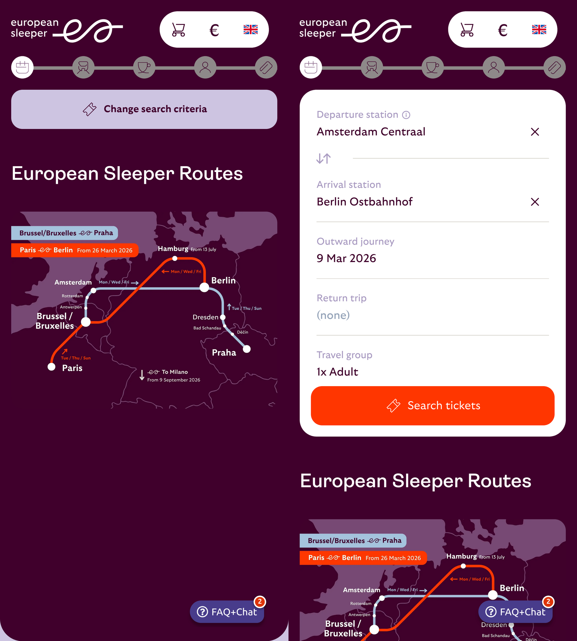 Klicke links auf „Suchkriterien ändern“ und dann im nächsten Fenster auf „Tickets suchen“